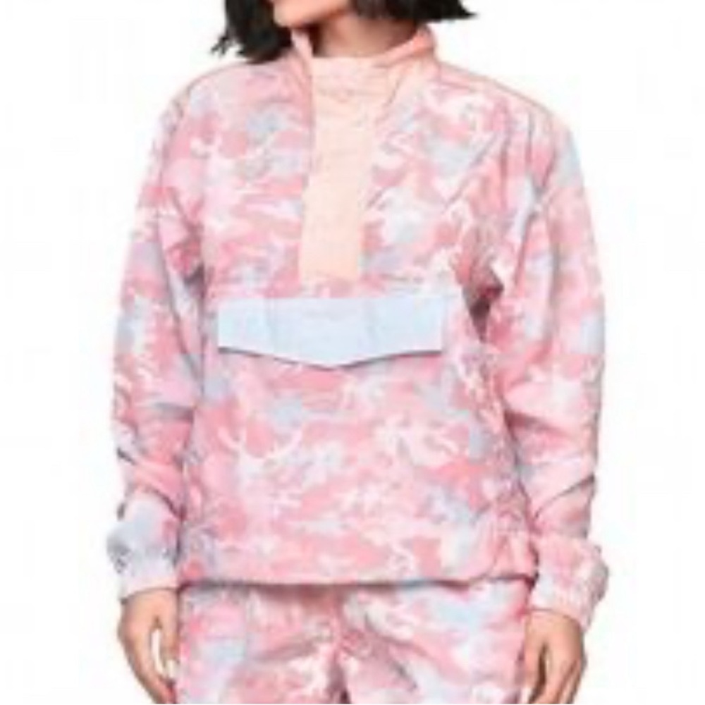Kylie Camo Anorak Jacket Windbreaker Kangaroo Pocket Oversized‎ Half Zip Large